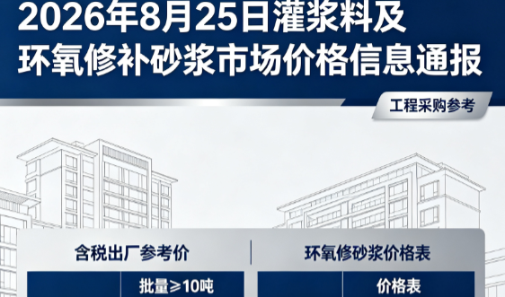 排浦镇2026年8月25日灌浆料及环氧修补砂浆市场价格信息通报